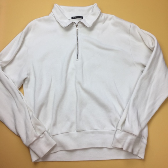 Brandy Melville Sweaters - Brandy Melville oversized white half zip sweater